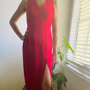 Silk red backless sexy dress